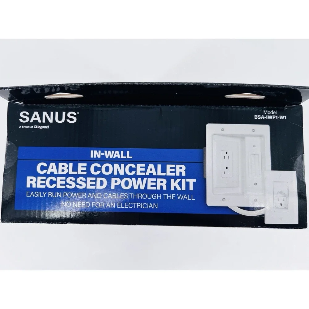 Sanus - In-Wall Cable Concealer Recessed Power Kit for Mounted TVs - White NIB